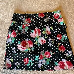 Mimi Chica Black Mini Skirt with Red & Pink Rose Print